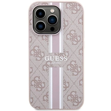 Guess 4G Printed Stripes MagSafe Dėklas iPhone 15 Pro - rožinis 2