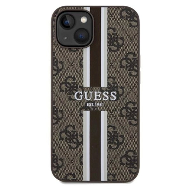 Originalus Guess dėklas 4G Printed Stripes MagSafeiPhone 15/14/13 - Rudas 2