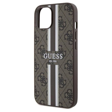 Originalus Guess dėklas 4G Printed Stripes MagSafeiPhone 15/14/13 - Rudas 5