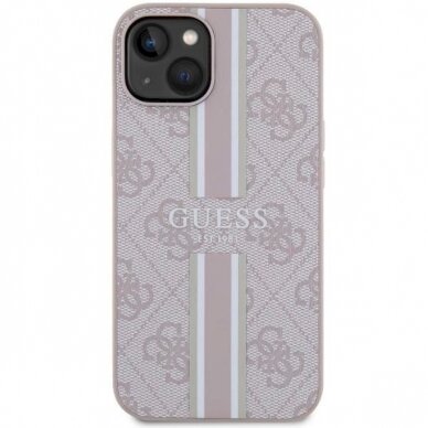 Originalus Guess dėklas 4G Printed Stripes MagSafeiPhone 15/14/13 - Rožinis 2