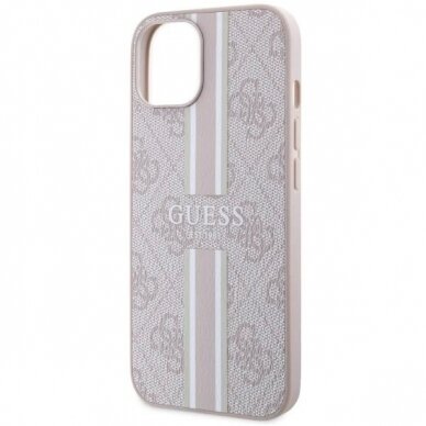 Originalus Guess dėklas 4G Printed Stripes MagSafeiPhone 15/14/13 - Rožinis 5