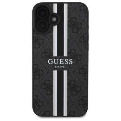 Dėklas Guess 4G Printed Stripes MagSafe  iPhone 16 - Juodas 2