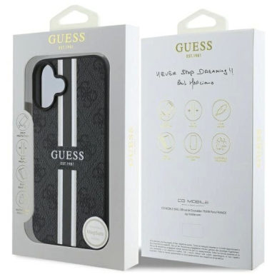 Dėklas Guess 4G Printed Stripes MagSafe  iPhone 16 - Juodas 7