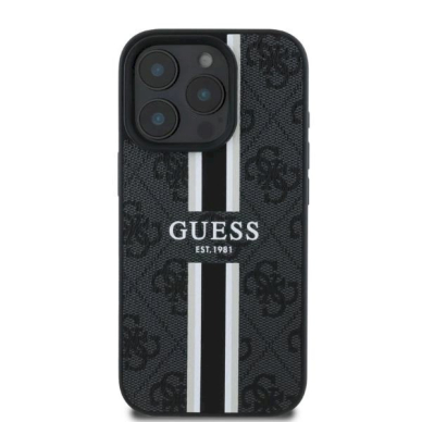 Guess 4G Printed Stripes MagSafe Dėklas iPhone 16 Pro Max - juodas 1