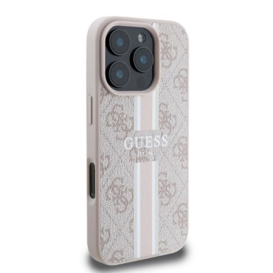 Guess 4G Printed Stripes MagSafe Dėklas iPhone 16 Pro Max - Rožinis 1