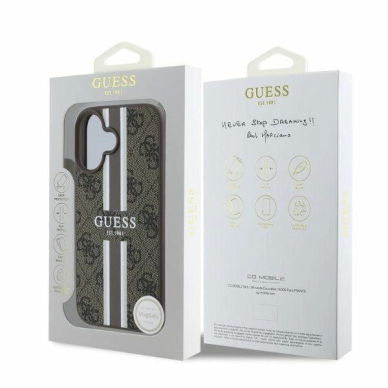 Guess 4G Printed Stripes MagSafe iPhone 16 Dėklas - rudas 3