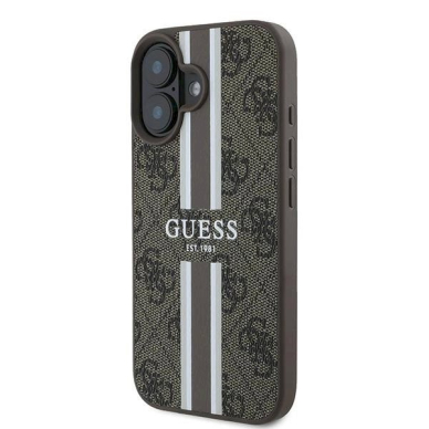 Guess 4G Printed Stripes MagSafe iPhone 16 Plus Dėklas - rudas 1