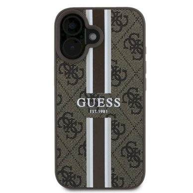 Guess 4G Printed Stripes MagSafe iPhone 16 Plus Dėklas - rudas 2