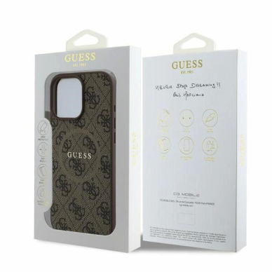 Guess 4G Ring Classic Logo MagSafe Dėklas iPhone 16 Pro Max - rudas 3