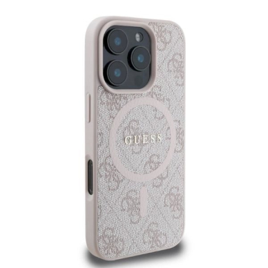 Guess 4G Ring Classic Logo MagSafe Dėklas iPhone 16 Pro Max - rožinis 1