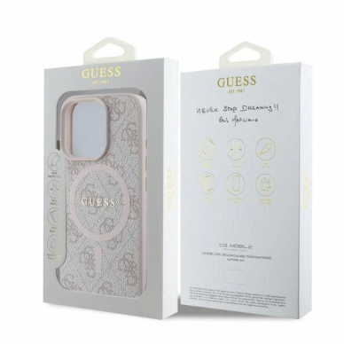 Guess 4G Ring Classic Logo MagSafe Dėklas iPhone 16 Pro Max - rožinis 3