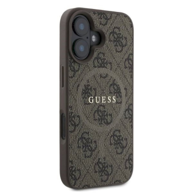 Guess 4G Ring Classic Logo MagSafe iPhone 16 Dėklas - rudas 1