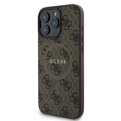 Guess 4G Ring Classic Logo MagSafe iPhone 16 Pro Dėklas - rudas 1