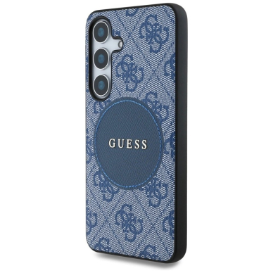 Guess 4G Round Patch Classic Logo MagSafe Dėklas Samsung Galaxy S25 Mėlynas 1