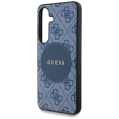 Guess 4G Round Patch Classic Logo MagSafe Dėklas Samsung Galaxy S25 Mėlynas 5