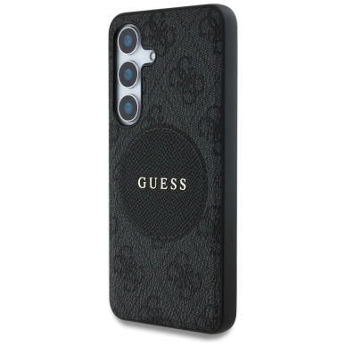 Guess 4G Round Patch Classic Logo MagSafe Dėklas Samsung Galaxy S25 Plus Juodas 1