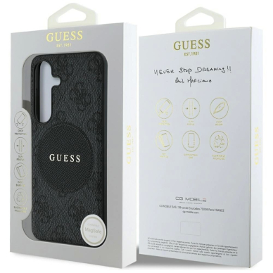 Guess 4G Round Patch Classic Logo MagSafe Dėklas Samsung Galaxy S25 Plus Juodas 7