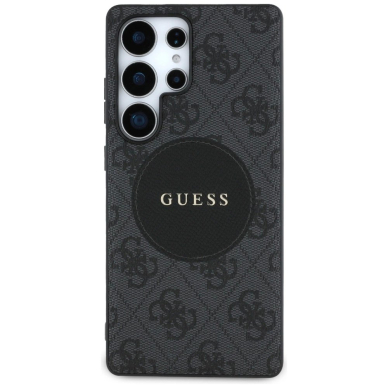 Guess 4G Round Patch Classic Logo MagSafe Dėklas Samsung Galaxy S25 Ultra Juodas 2