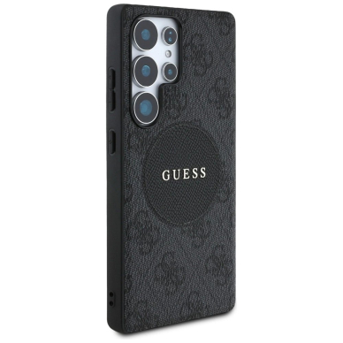 Guess 4G Round Patch Classic Logo MagSafe Dėklas Samsung Galaxy S25 Ultra Juodas 3