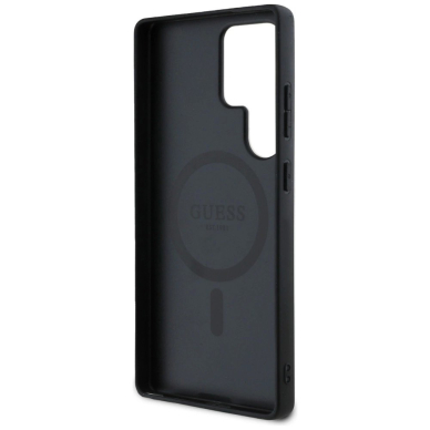 Guess 4G Round Patch Classic Logo MagSafe Dėklas Samsung Galaxy S25 Ultra Juodas 6