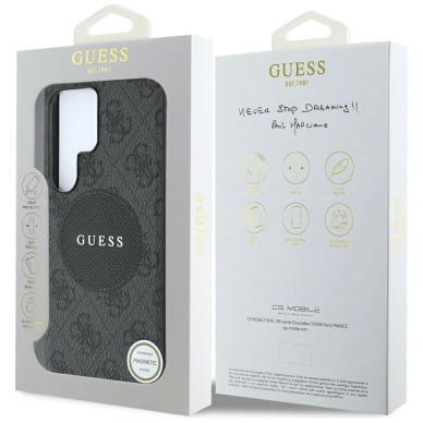 Guess 4G Round Patch Classic Logo MagSafe Dėklas Samsung Galaxy S25 Ultra Juodas 7