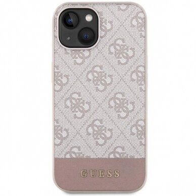 Dėklas Guess 4G Stripe Collection case for iPhone 15 / 14 / 13 - Rožinis 2