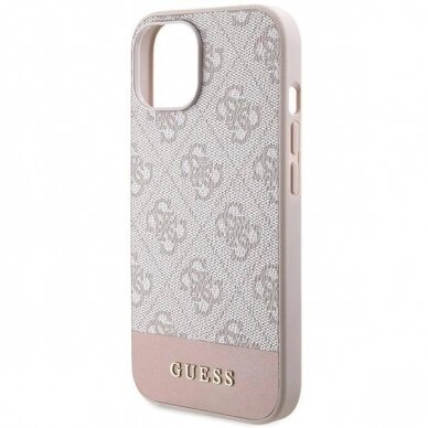 Dėklas Guess 4G Stripe Collection case for iPhone 15 / 14 / 13 - Rožinis 5