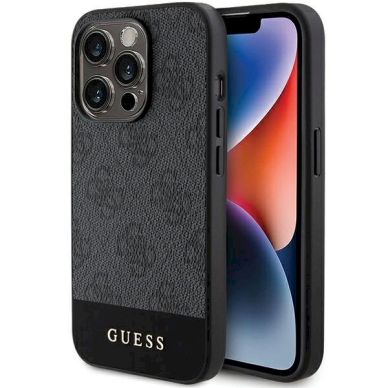 Originalus Guess dėklas 4G Stripe CollectioniPhone 15 Pro - Pilkas