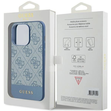 Originalus Guess dėklas 4G Stripe CollectioniPhone 15 Pro Max - Mėlynas 7