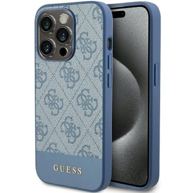 Originalus Guess dėklas 4G Stripe CollectioniPhone 15 Pro Max - Mėlynas