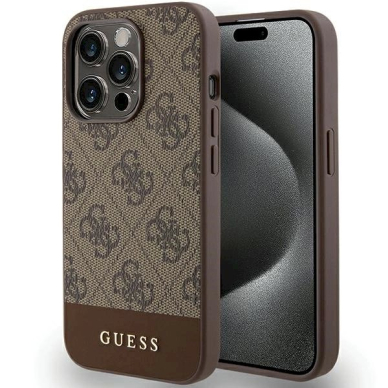 Originalus Guess dėklas 4G Stripe CollectioniPhone 15 Pro Max - Rudas