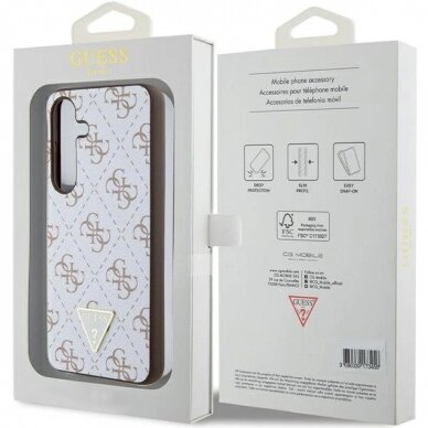 Originalus Guess dėklas 4G TriangleSamsung Galaxy S24 - Baltas 7