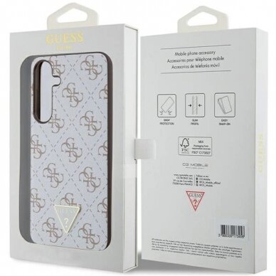 Originalus Guess dėklas 4G TriangleSamsung Galaxy S24+ - Baltas 7