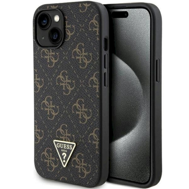 Originalus Guess dėklas 4G Triangle Metal LogoiPhone 15 Plus / 14 Plus - Juodas