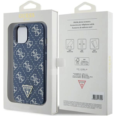 Originalus Guess dėklas 4G Triangle Metal LogoiPhone 15 Plus / 14 Plus - Mėlynas 7