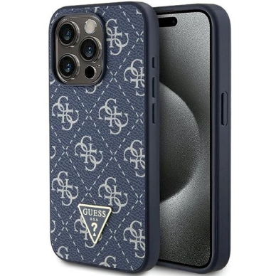 Originalus Guess dėklas 4G Triangle Metal LogoiPhone 15 Pro - Mėlynas