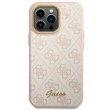 Guess 4G Vintage Gold Logo Dėklas iPhone 14 Pro - Rožinis 2