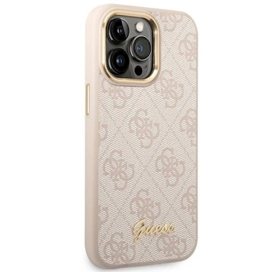 Guess 4G Vintage Gold Logo Dėklas iPhone 14 Pro - Rožinis 3