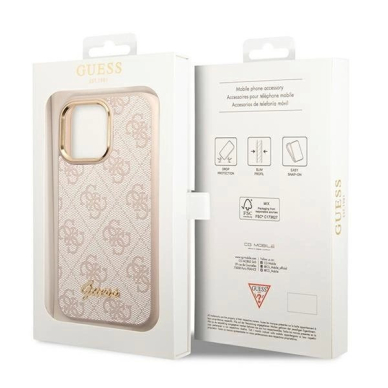 Guess 4G Vintage Gold Logo Dėklas iPhone 14 Pro - Rožinis 7