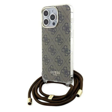 Dėklas Guess Crossbody Cord 4G Print case for iPhone 15 Pro - Rudas