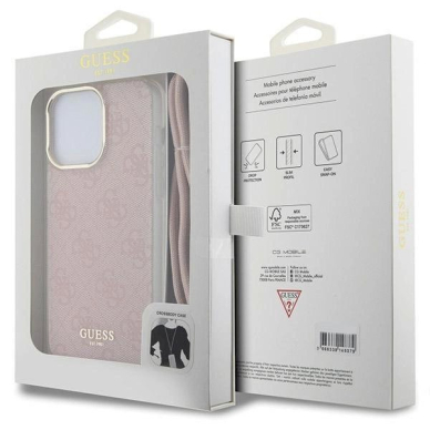 Dėklas Guess Crossbody Cord 4G Print case for iPhone 15 Pro - Rožinis 6