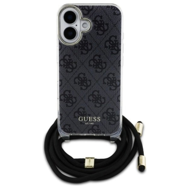 Dėklas Guess Crossbody Cord 4G Print  iPhone 16 - Juodas 1