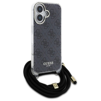 Dėklas Guess Crossbody Cord 4G Print  iPhone 16 - Juodas 2