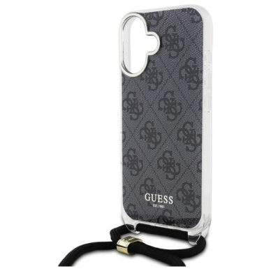 Dėklas Guess Crossbody Cord 4G Print  iPhone 16 - Juodas 4