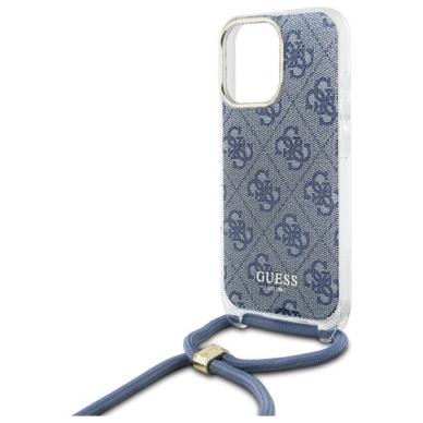 Dėklas Guess Crossbody Cord 4G Print  iPhone 16 Pro Max - Mėlynas 4