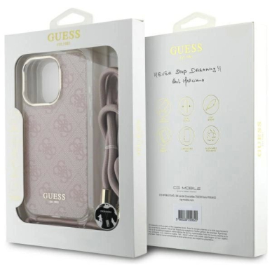 Dėklas Guess Crossbody Cord 4G Print  iPhone 16 Pro Max - Rožinis 6