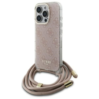 Dėklas Guess Crossbody Cord 4G Print  iPhone 16 Pro Max - Rožinis