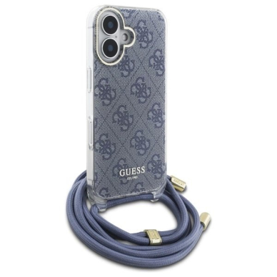 Dėklas Guess Crossbody Cord 4G Print  with Lanyard for iPhone 16 - Mėlynas 2