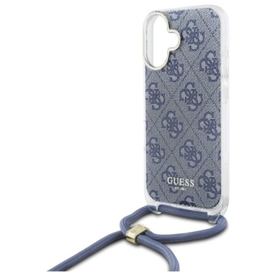 Dėklas Guess Crossbody Cord 4G Print  with Lanyard for iPhone 16 - Mėlynas 4