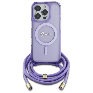 Dėklas Guess Crossbody Cord Script MagSafe  iPhone 16 Pro Max - Violetinis 1